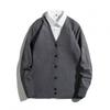 Men's V-neck Cardigan Sweater - Spring & Autumn Hong Kong Style Versatile Knitwear