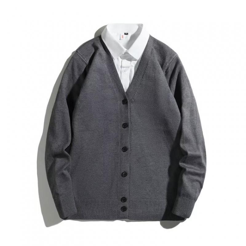 

Men s V-neck Cardigan Sweater - Spring & Autumn Hong Kong Style Versatile Knitwear M темно-сірий
