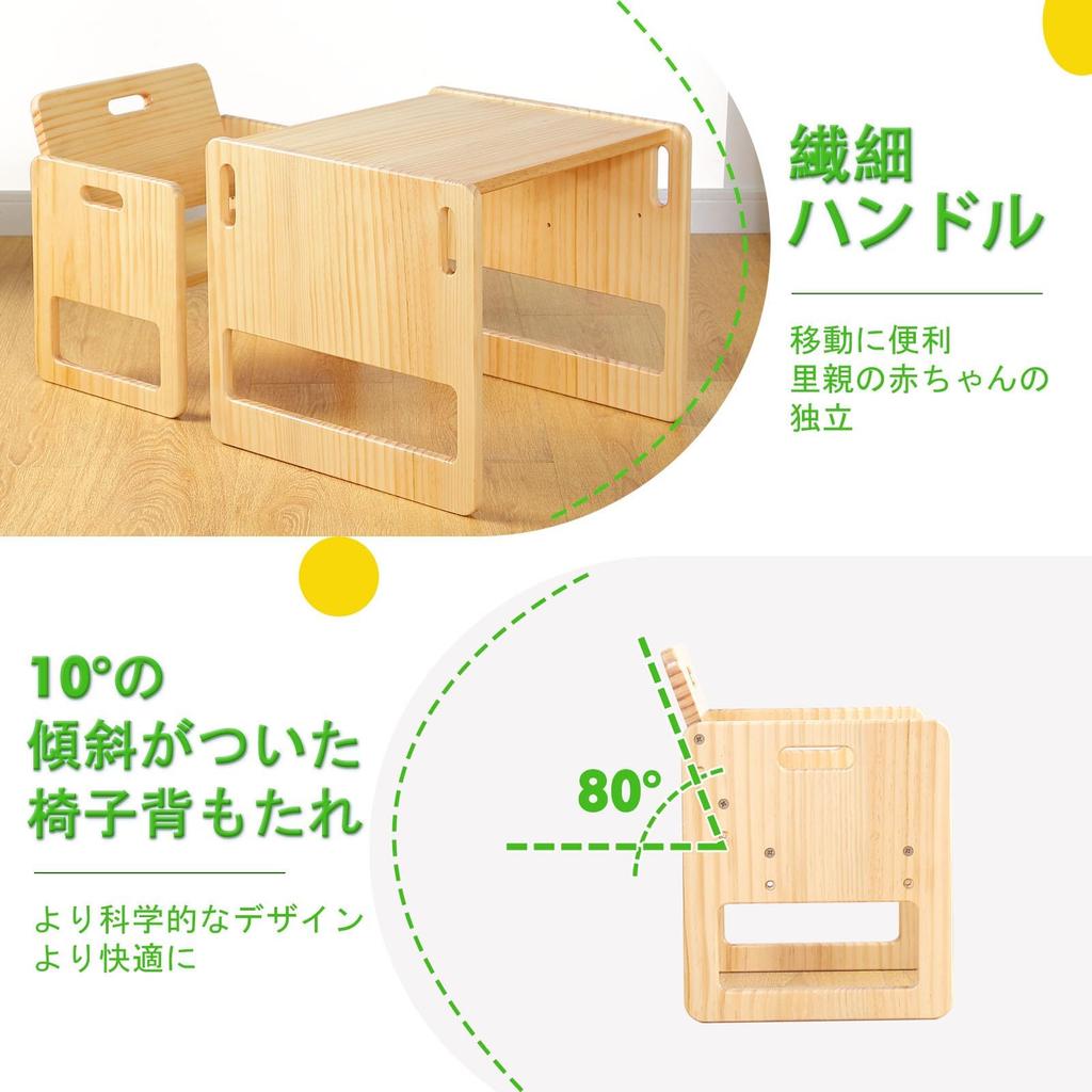 FUNLIO Montessori Table and Chair Set for Ages Toddler Weaning Table and Chair Square Kids Table and Chairs for and Easy CPC Certified