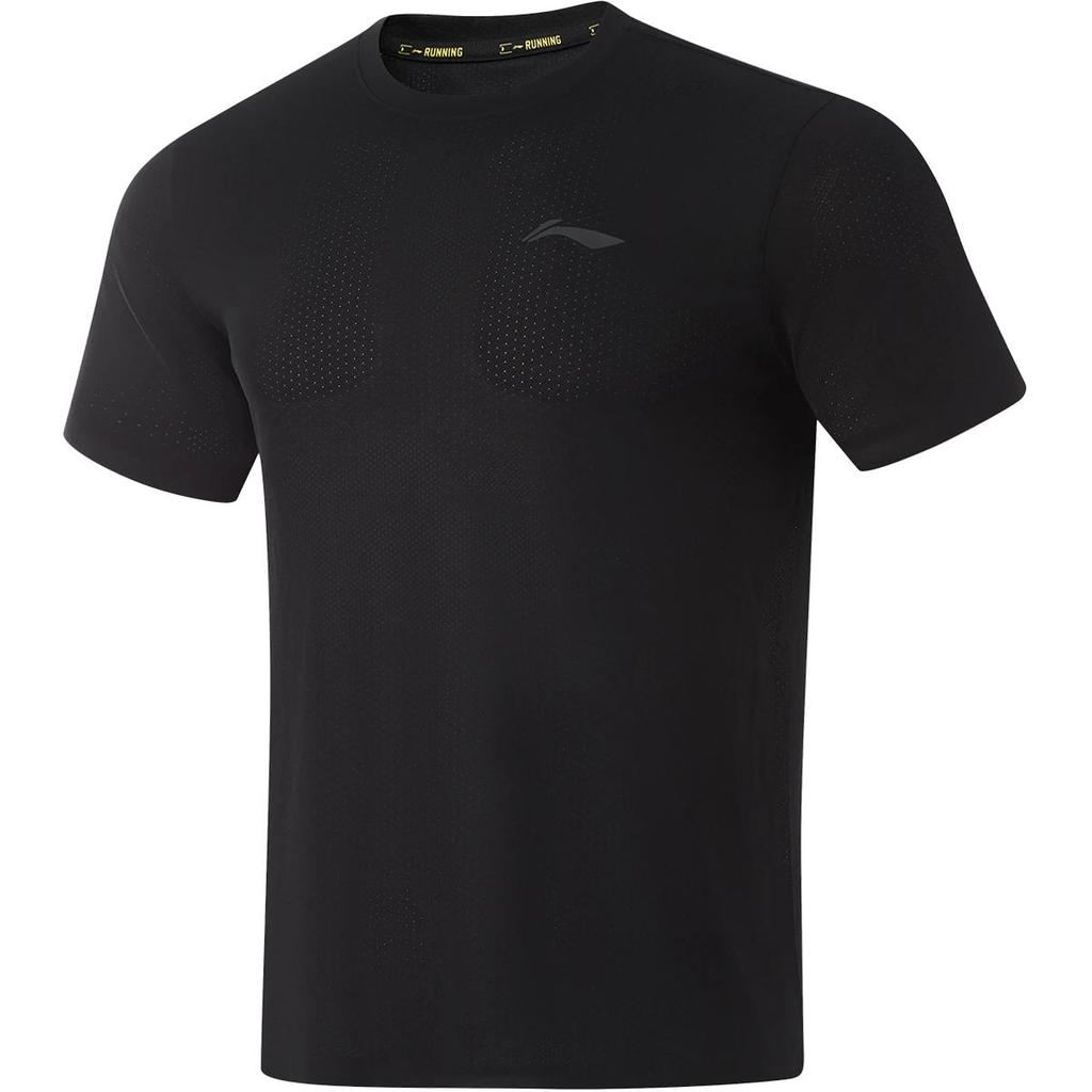 Li Ning Running Series Solid Color Logo Round Neck Comfortable Breathable Short Sleeve T-Shirt Men Tops Black ATSU053-1