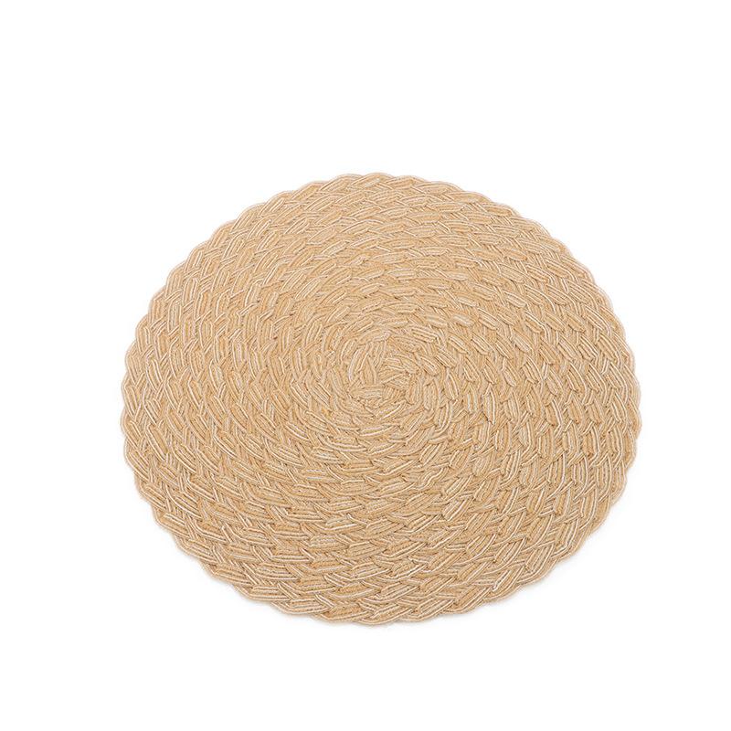 Mantel Redondo Trenzado Lavable Algodón Lino Resistente al Calor 30/35/38cm Mantel Individual de Mesa Para Cocina Navidad Mesa de Comedor Decoración de Fiesta