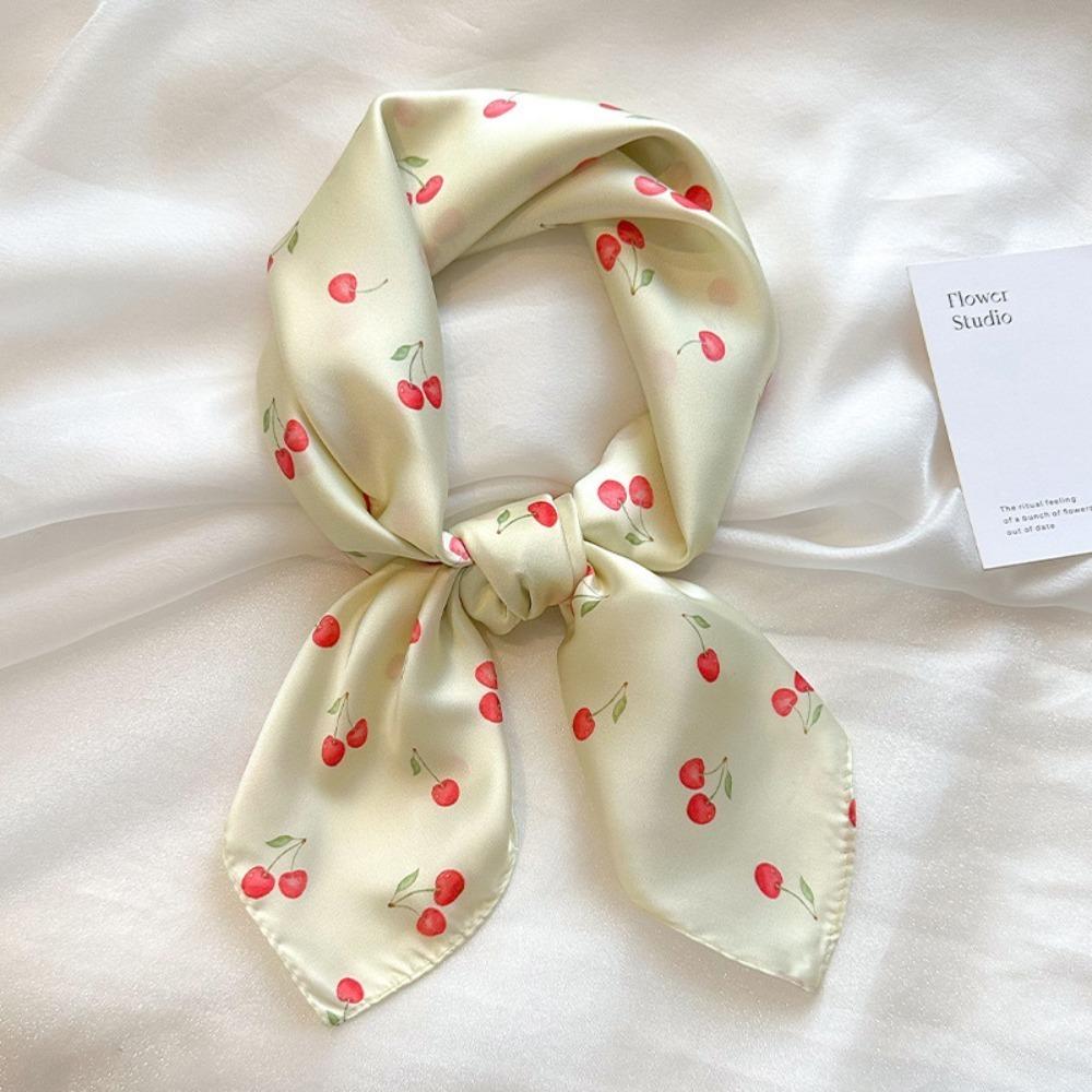 Cherry Puppy Hair Band Flower Butterfly Scarves Fashion Blurred Flowers Hair Scarf  Streetwear
