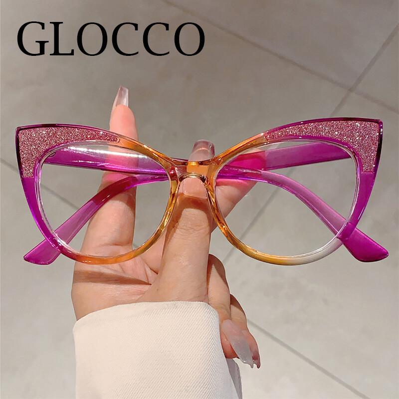 Colorful Trends Bling Frame Oversized Cat Eye Reading Glasses Women 2026 Popular Fashion Gradient Eyeglasses Computer Glasses