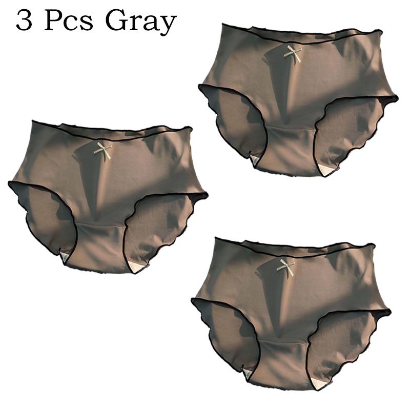 

3PCS Women s Seamless Panties Ruffles Low Waist Antibacterial Underwear Black White Ice Triangle Comfortable Women s Underpants M&3pcs