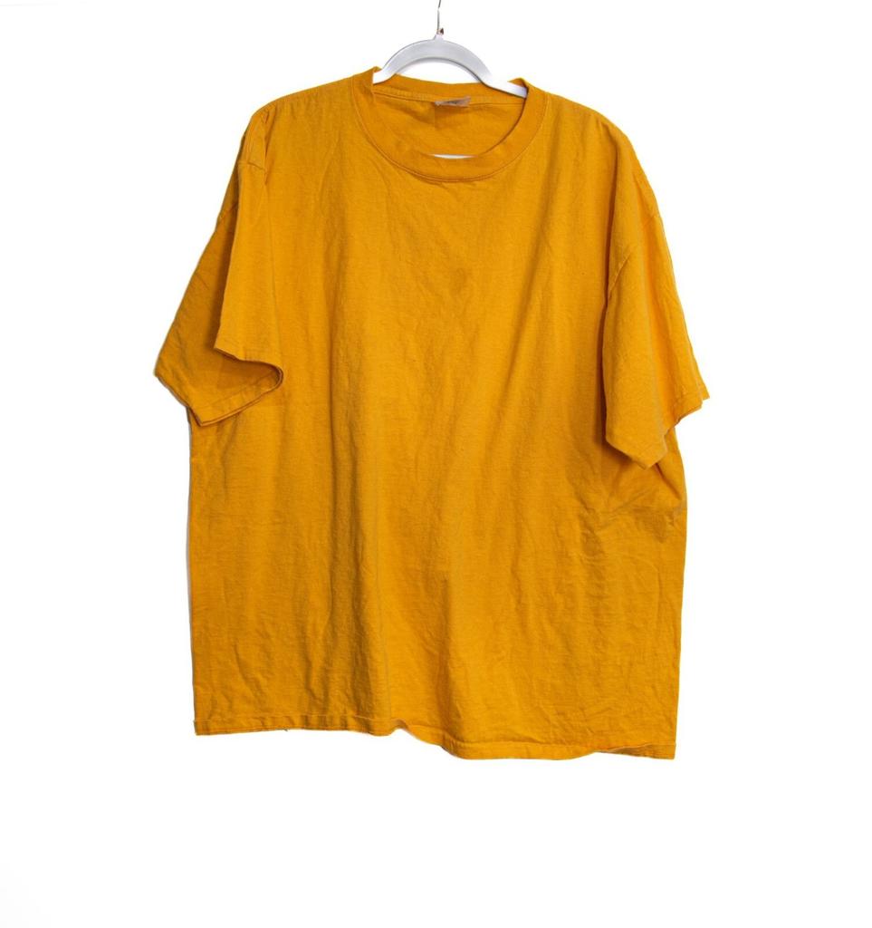 Vintage Mustard Yellow Short Sleeve Cotton Mens T-Shirt 2XL