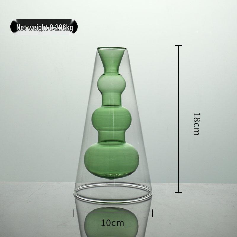 European Glass Rattan Aroma Vase - Double Layer, Colored Glass, Flameless Hydroponic for Living Room