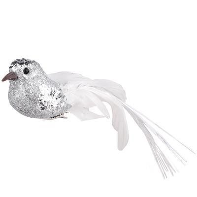 12 pezzi Uccello Artificiale Argento Albero di Natale Uccello Decorativo Ornamento con Clip in Metallo