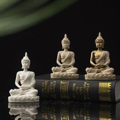 Oriental Culture Buddhist Figurine Ornament Sitting Meditation Buddha Statue Zen Ornament  Desk
