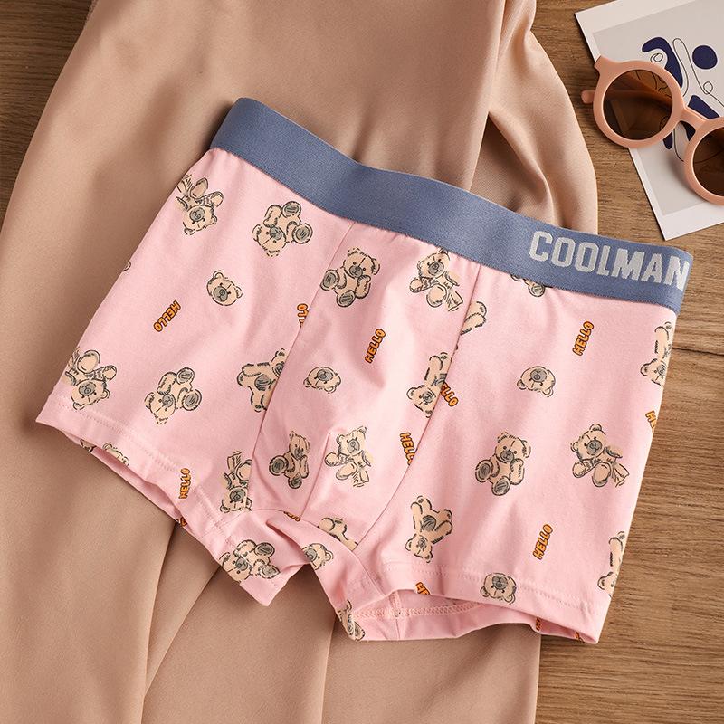 New Men Panties Set Bear Print Cartoon Printing Underwear Breathe Fashion Sexy Breathe  Waist Panties