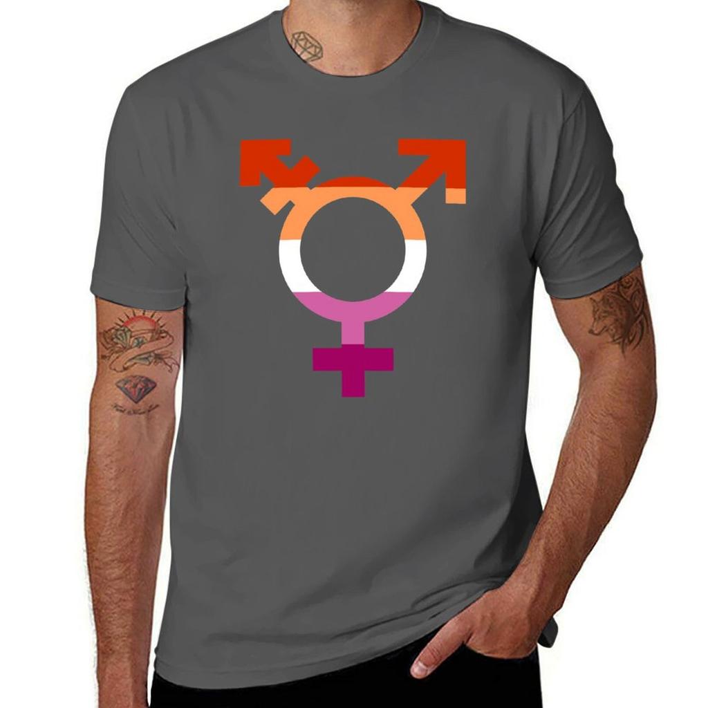 Lesbian Trans Pride Symbol Transgender Lesbian Pride Flag Tshirt Plus Size Summer Casual Tshirt