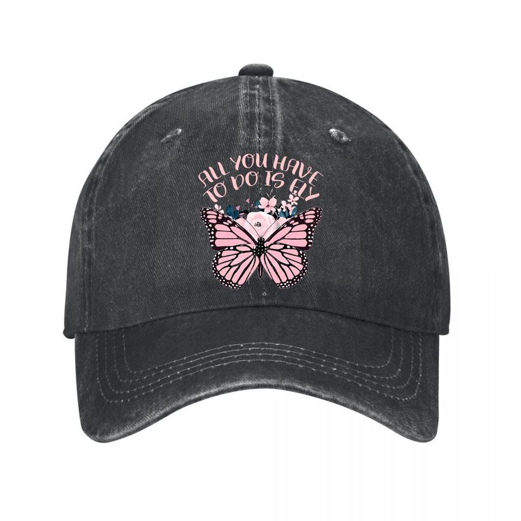 All You Have To Do Is Fly Butterfly Floral Graphic Washed Baseball Cap Outdoor For Womens Unisex FeUnisex