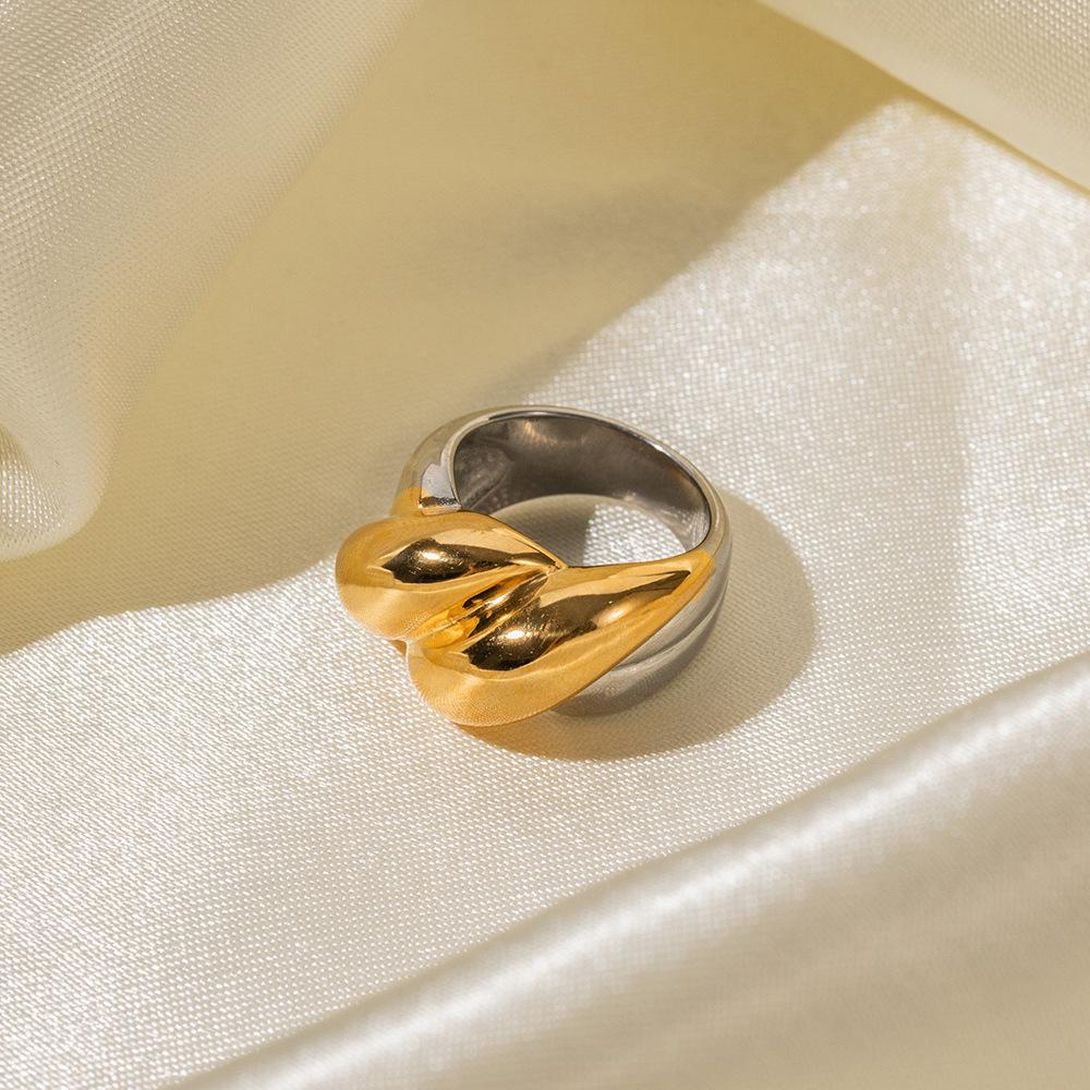 18K Gold Stainless Steel Trendy Gold & Silver Thread Ring - Fashion Non-Fading Jewelry.