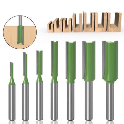 1/7pcs 6mm 1/4inch Shank Single Double Flute Straight Bit Milling Cutter for Wood Tungsten Carbide Router Bit Woodwork Tool