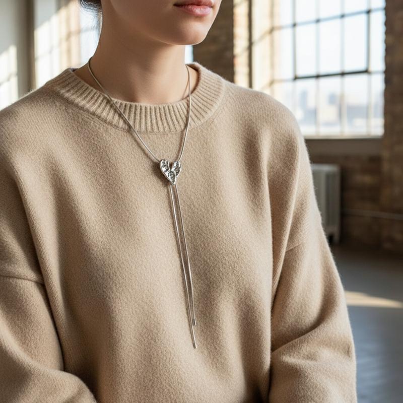 Summer Fashion Irregular Love Sweater Chain Adjustable Titanium Steel Snake Chain Long Sweater Chain Necklace Jewelry