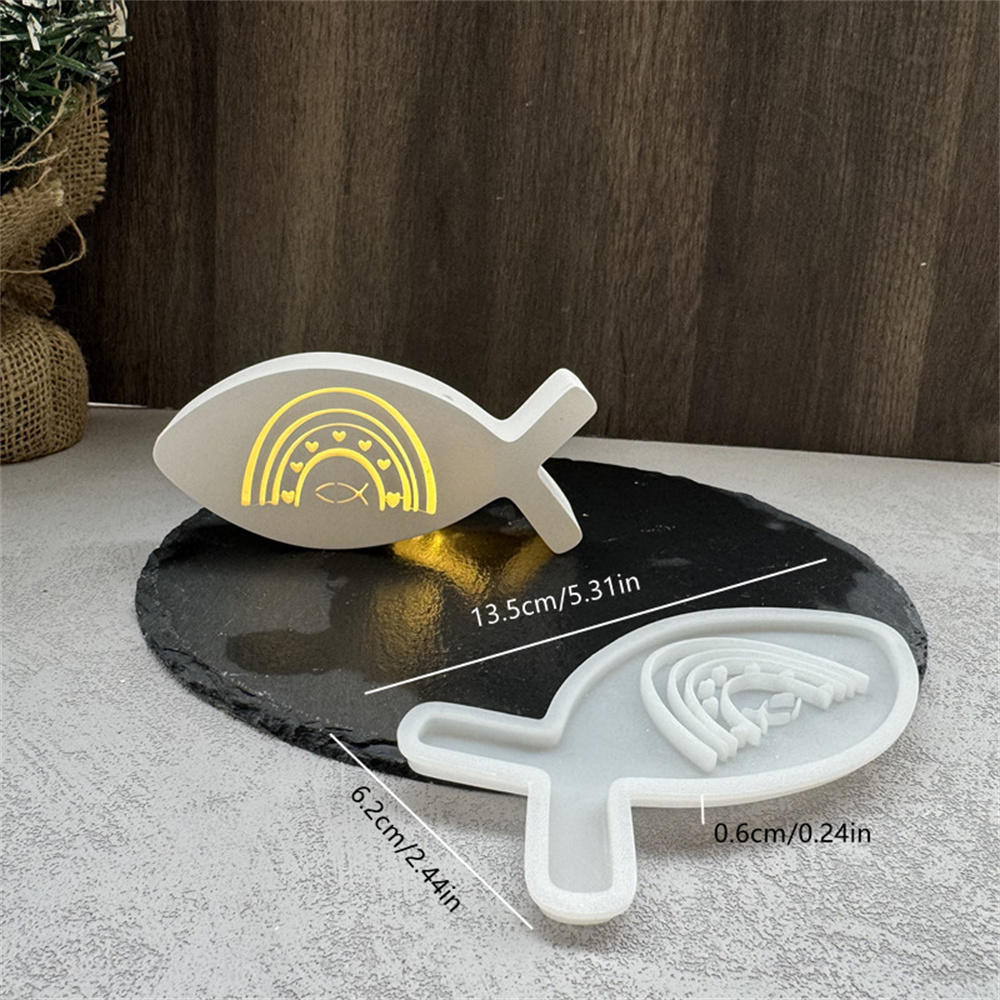 Jesus Fish Candle Holder Silicone Plaster Mold Candle Drip Balloon Light Ornament Home Decoration
