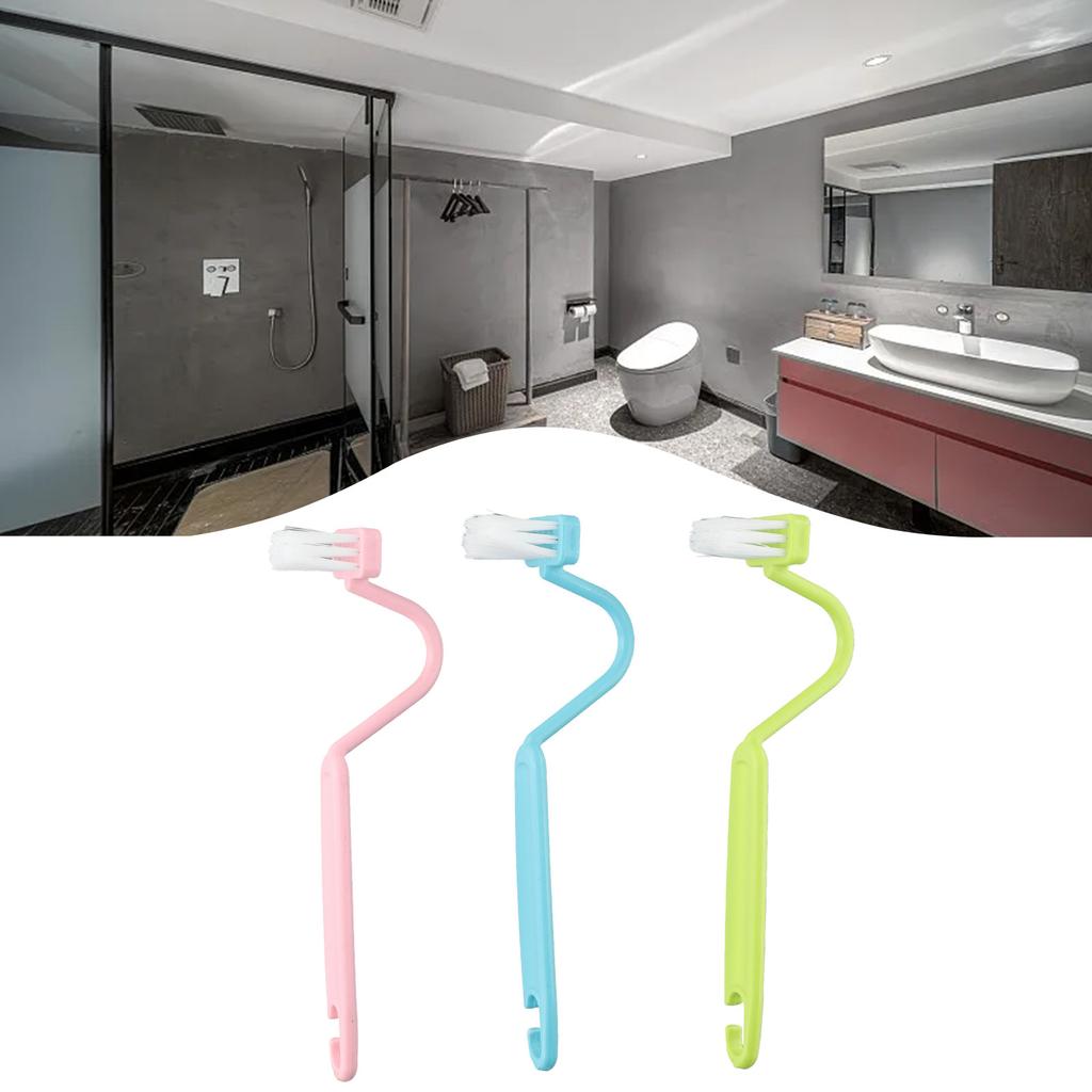 Bathroom Gadgets Toilet Brush Multi-Purposes Small Size Green+Pink+Blue User-Friendly Design 20*3CM Bathroom Home