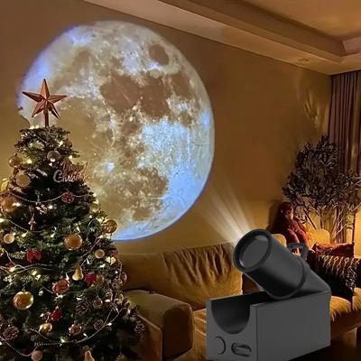 LED Night Light Moon Projector Atmosphere Lamp Adjustable USB Rechargeable for Home Bedroom Party Room Wall Ceiling Decoration