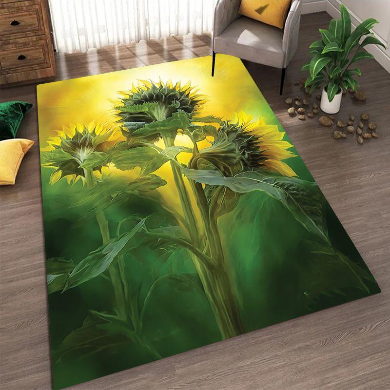 Sunflower Pattern Living Room Carpet Dirt Resistant and Easy To Maintain Foot Mat Bedroom Large-sized Floor Mat