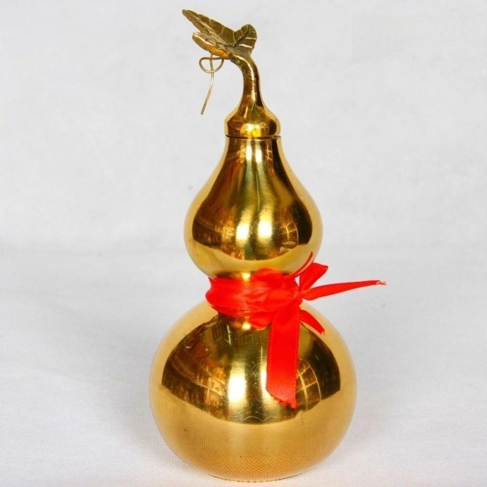 Smooth Copper Gourd Ornament 4/4.5 Inch Wealth Gourd Figurine Brass Gourd Statue  Fengshui