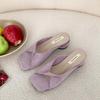 Fashion Female Shoes Square Heel Ladies' Slippers 2025 Block Soft Slides Shoes Woman 2025 Slippers Soft Pantofle Square Heel Comfort New