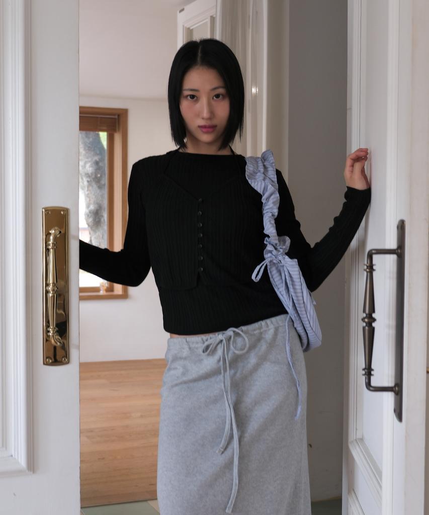 320SHOWROOM Regular Fit Layered Halter Knit Black
