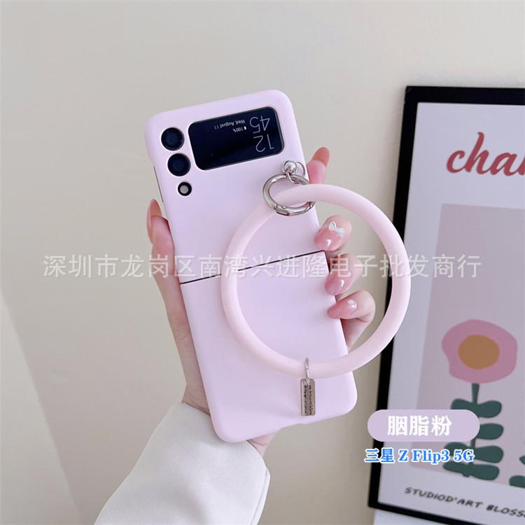 Applicable to Samsung Z Flip6 mobile phone case bracelet solid color PC oil injection hard case flip3 folding screen back cover protective case