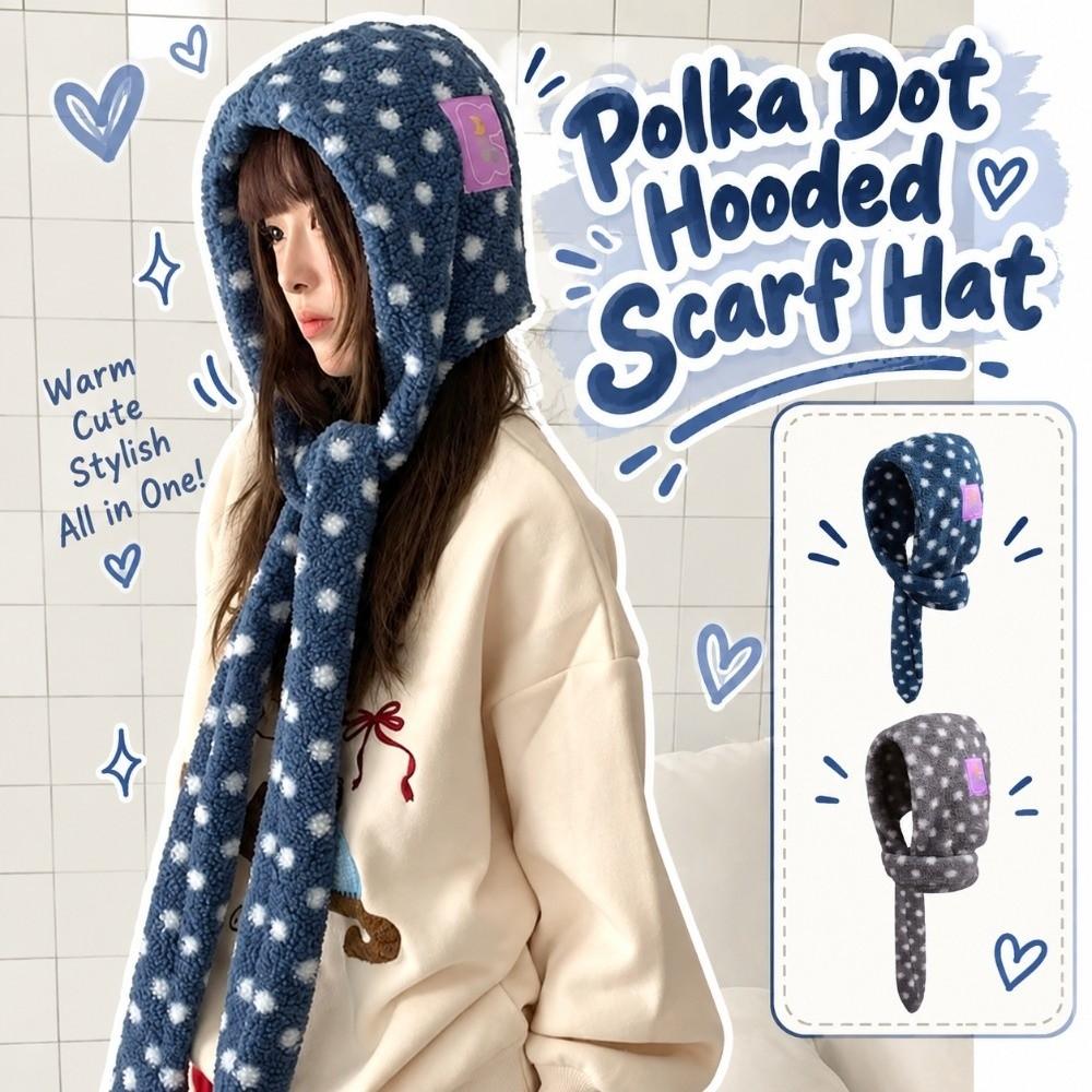 Integrated Design Hooded Scarf Hat Soft Fluffy Fleece Hooded Scarf Plush Balaclava Cap  Cute Girls