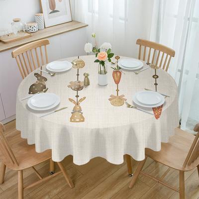 Easter Bunny Eggs Radish Round Table Cloth Festival Dining Waterproof Tablecloth Table Cover For Wedding Party Decor