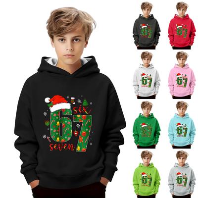 Kids' Long Sleeve Loose Pullover Letter Print Drawstring Hooded Sweatshirt
