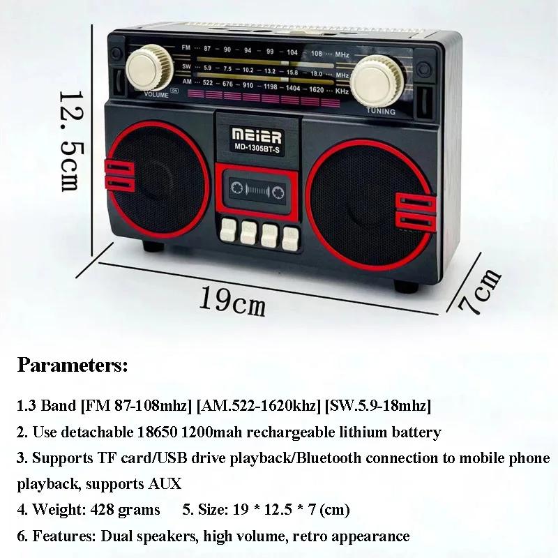 Retro Solární Rádio FM AM SW Přenosný Přijímač Bluetooth 5.3 Reproduktor MP3 Přehrávač Hudby Podpora USB TF Karta Nabíjení Typu C