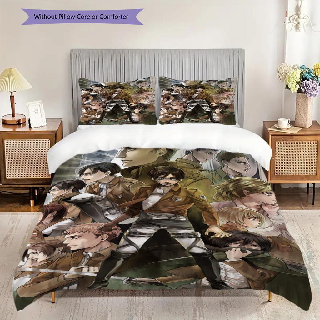 Attack Titan Comforter Set Threepiece Set 1 Duvet Cover 2 Pillowcase Without Core Duvet Cover And Pillowcase Soft And Comfortable