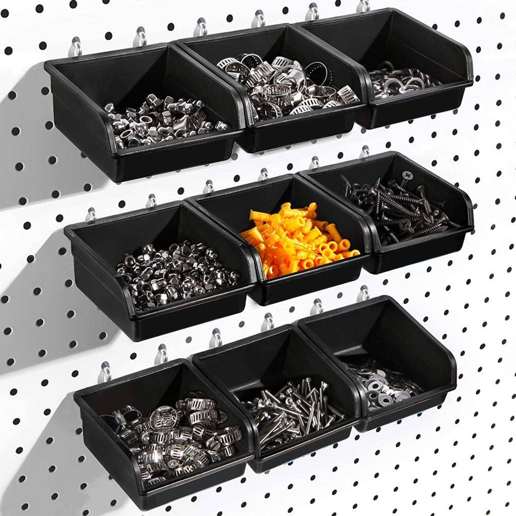 Efficient Pegboard Storage Bins with Hook and Labels Practical Peg Board Basket Effective Hardware Storage Solution