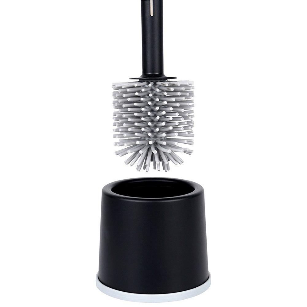 Silicone Toilet Brush with Liquid Dispenser, Black, Bathroom