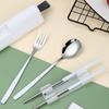 Stainless Steel Fork And Spoon with Case Portable Tableware Set Smooth Edge Flatware Set for School Camping Travel Utensil Set