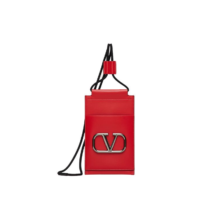 Valentino Garavani Vlogo Signature Neck Strap Calfskin Phone Bag Men bags Red WY2P0-T13ELE-JU5 Basic Set (Bag+Dust Bag)