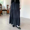 New Arrivals Open Run Women Check Pattern Can Can Long Skirt Cotton Blend Band