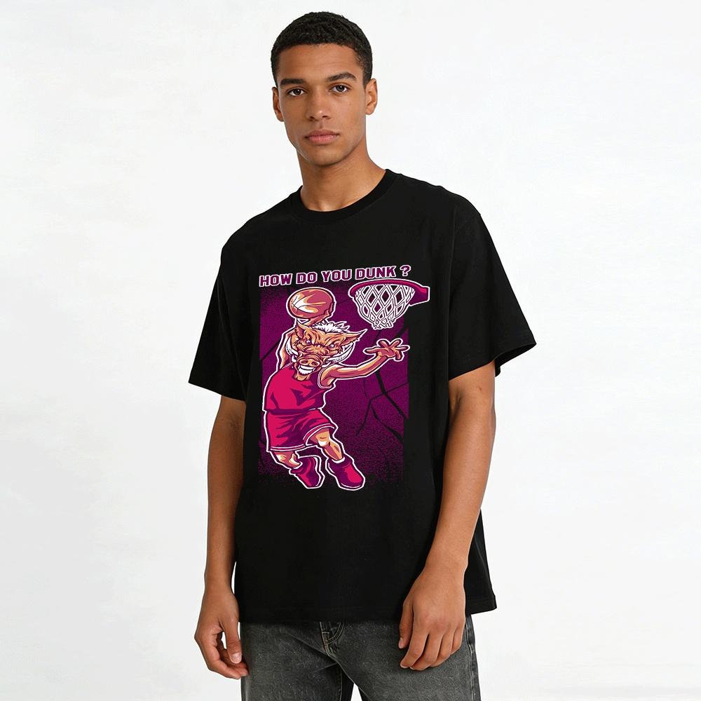 Wie man lustige Wildschwein Basketball Grafik T-Shirt Reines Baumwoll-T-Shirt