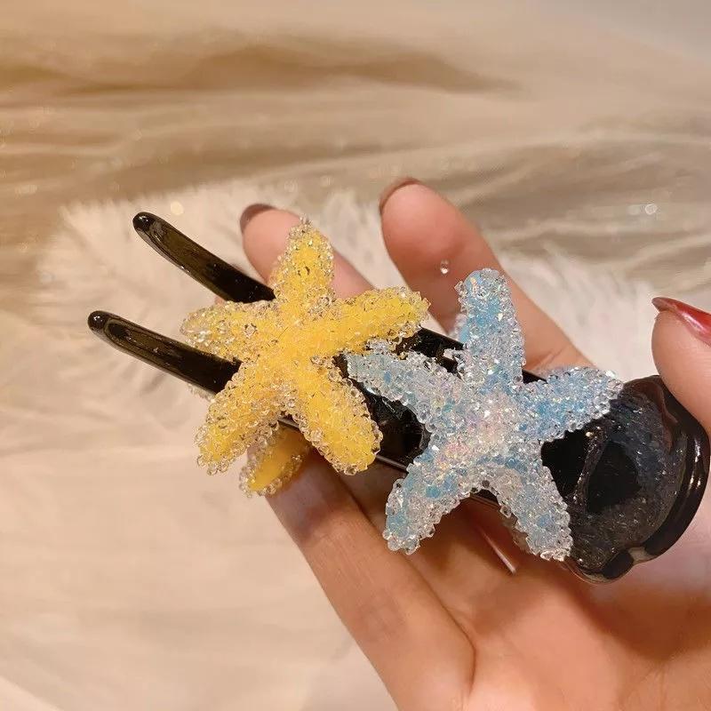 The Latest Elegant Hair Clip Crystal Starfish Crab Hair Big Hair Claw Clip Ponytail Women Hair Accessories