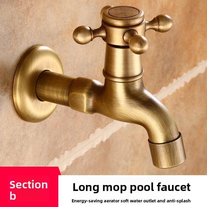 Vintage Solid Brass Jednouchwytowy kran do pralki ścienny kran wodny