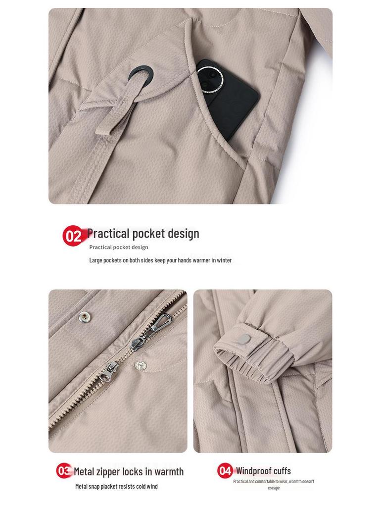 Mid-Length Winter Down Jacket with Fur Collar for Women - Stylish and Warm for Middle-Aged and Elderly Moms