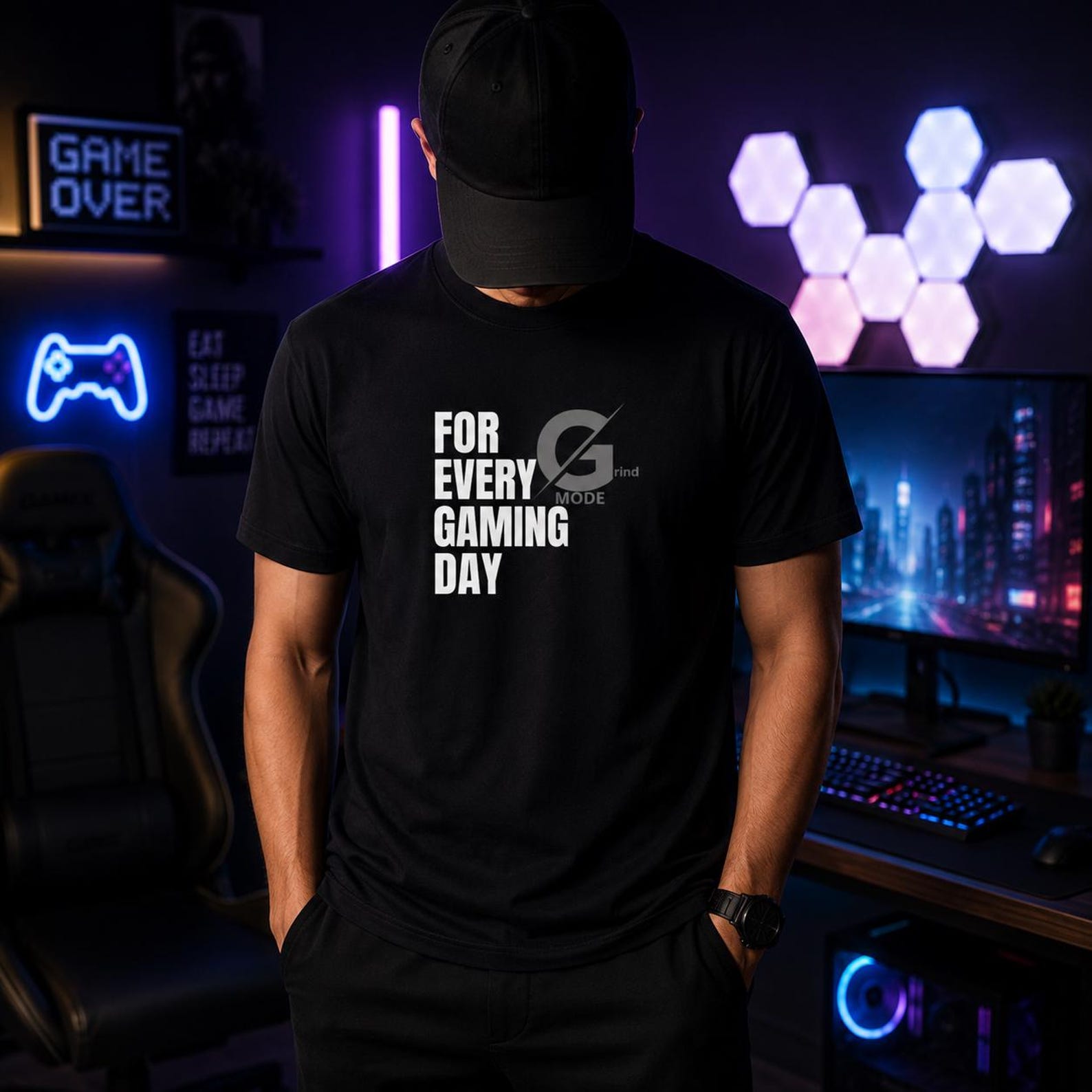 Grind mode Gamer Tee | For Every Gaming Day | Video Game Shirt M