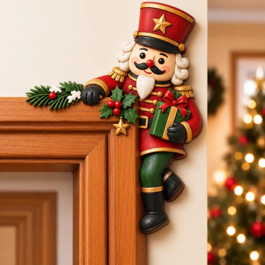 3d Peeking Christmas Door Frame Corner Decor Festive Resin Holiday 2027 Xmas Decoration For Home Doorway Entrance