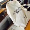 South Korea Ins Style British Museum Letter Print Thin Cotton Grey Cloth Bag Simple All-matching Shoulder