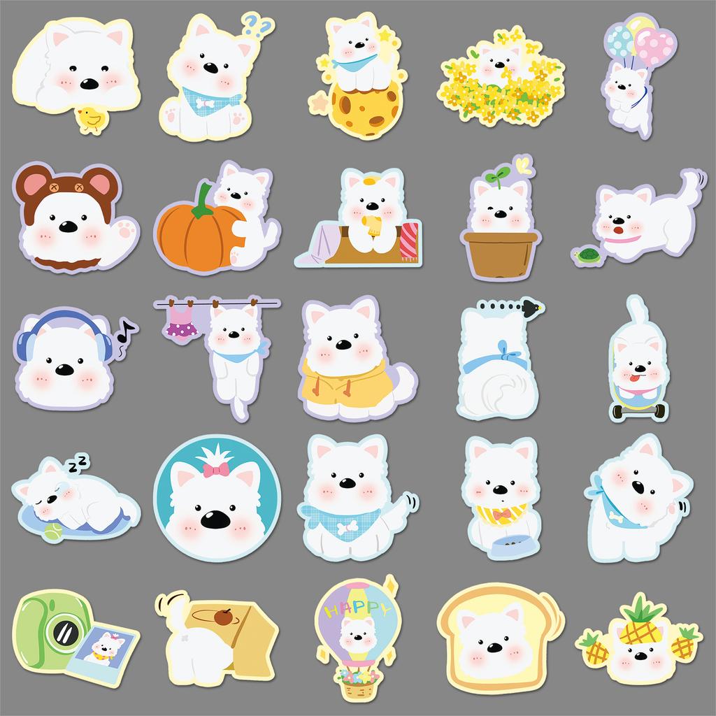 50 West Highland Cartoon Stickers Cute Hand-painted Dog Decorative Water Cup Suitcase Gulle Stickers