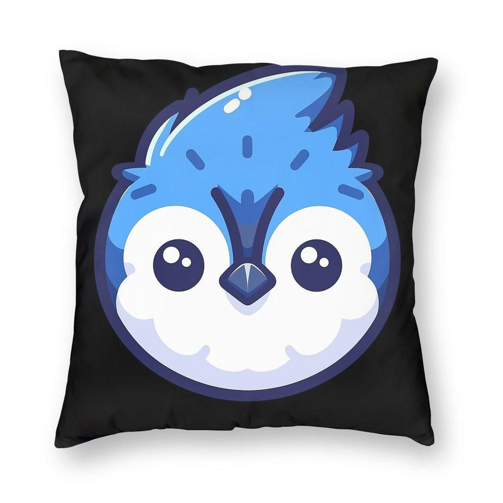Cute Vectoral Blue Jay Face Square Pillowcase Polyester Linen Velvet Creative Decor Throw Pillow Room Cushion Cover Wholesale