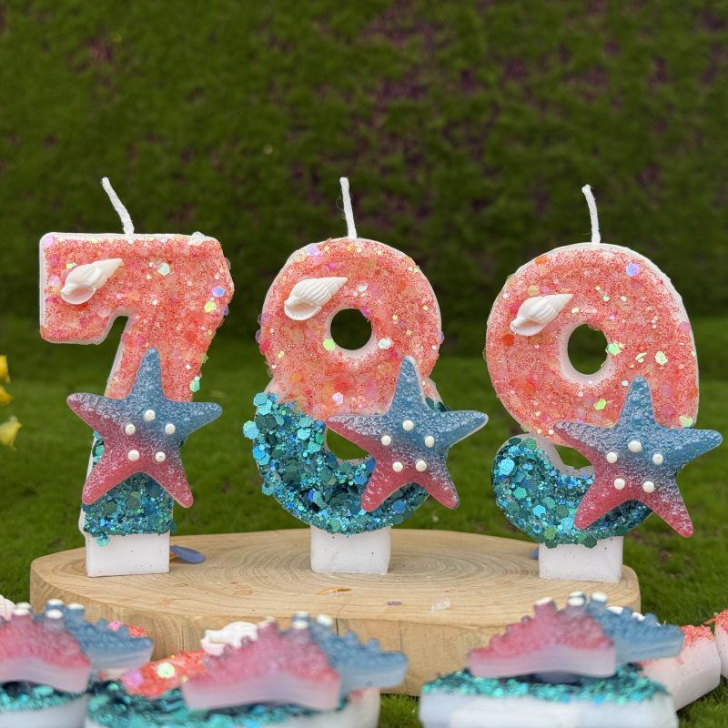 Handmade Ocean Starfish Birthday Cake Candles - Creative Digital Party Decoration for First Birthdays