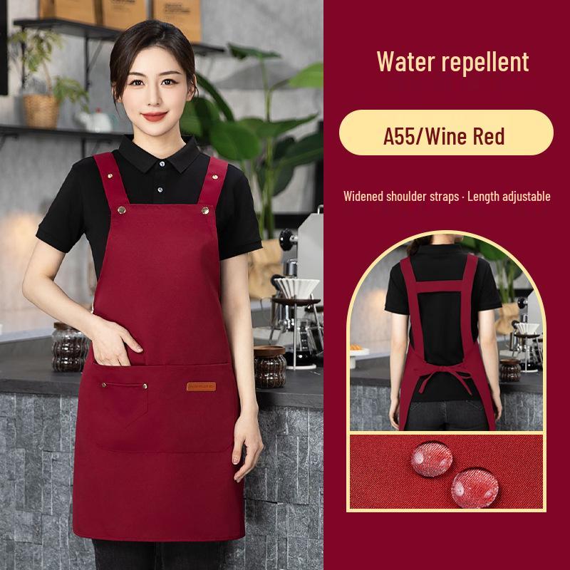 Waterproof Red Apron with Logo for Weddings, 100th Birthdays, and Special Events - Oil-Proof, Festive, Celebratory Design