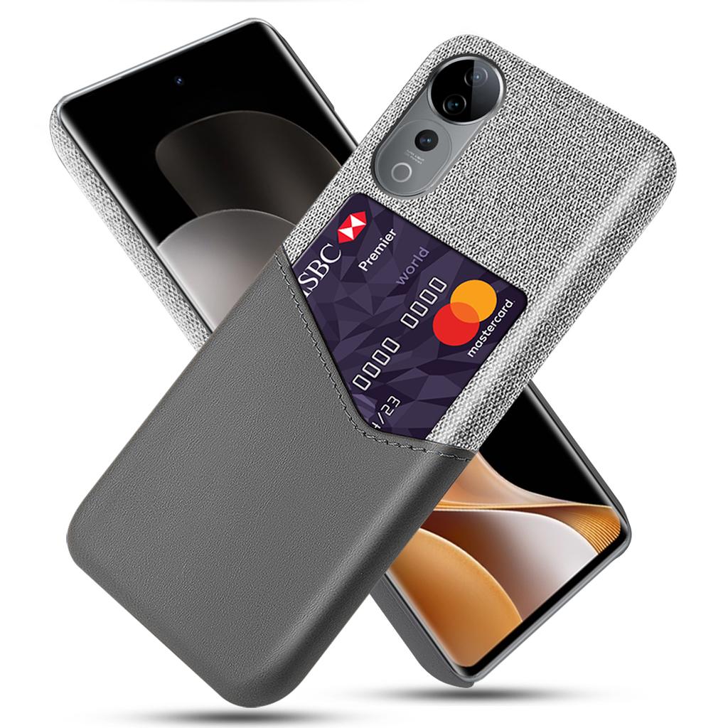 For vivo S19 Pro 5G Case Cloth Texture PU Leather Hard PC Card Slot Phone Cover