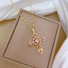Empty Cross Light Luxury Temperament Gorgeous Full Diamond Necklace Female Versatile Collarbone Chain Titanium Steel Chain