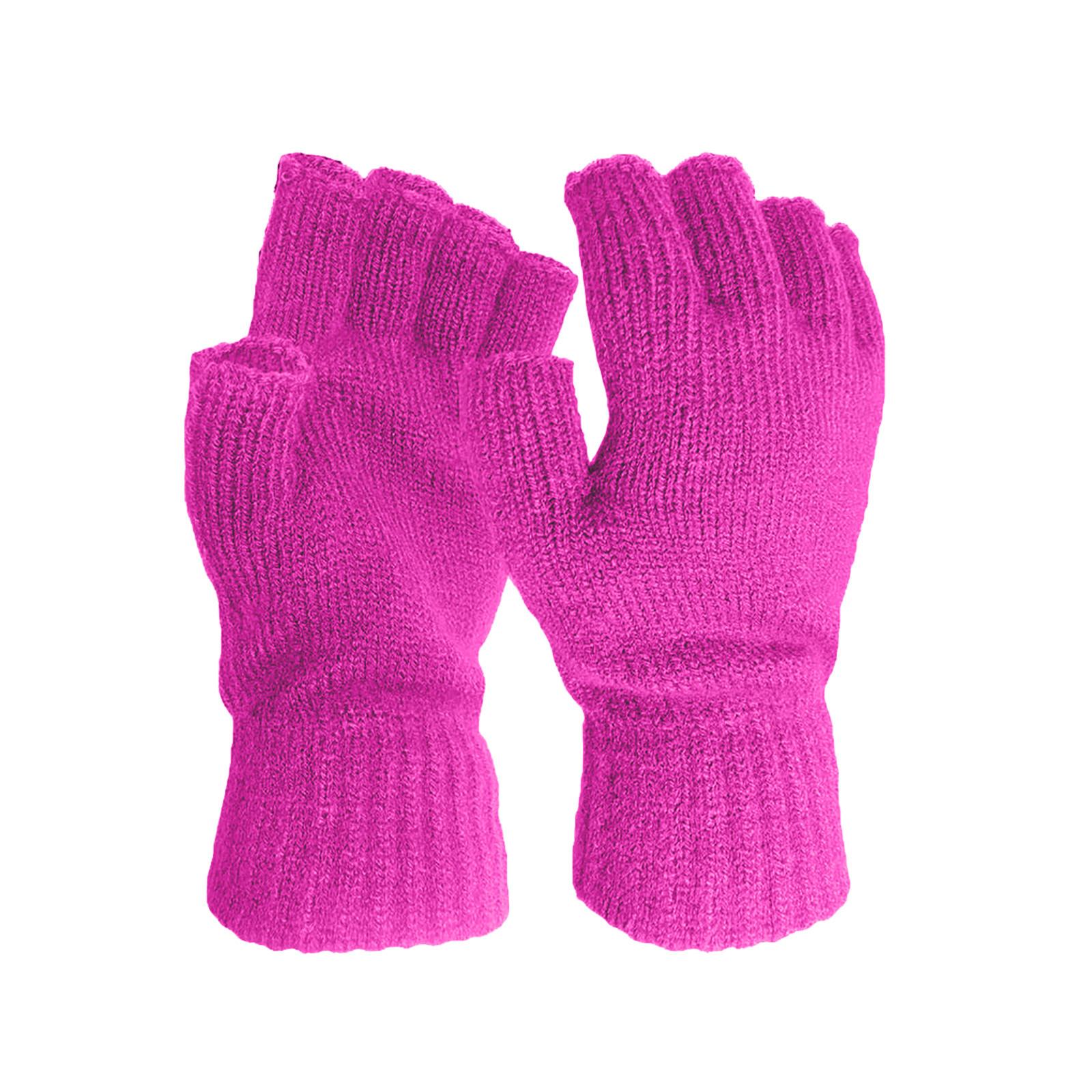 

(SU)Тонкие трикотажные перчатки для мужчин и женщин One size горячий розовый